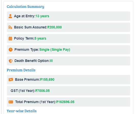 lic amritbaal plan calculator
